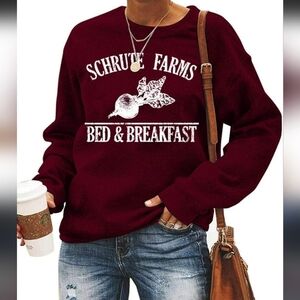 Schrute Farms Burgundy Crew Neck Sweater